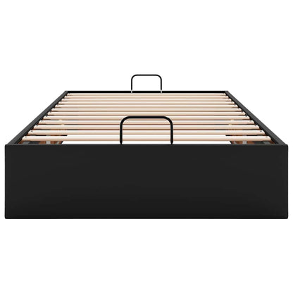 Ottoman Bed Frame without Mattress Black Single Faux Leather