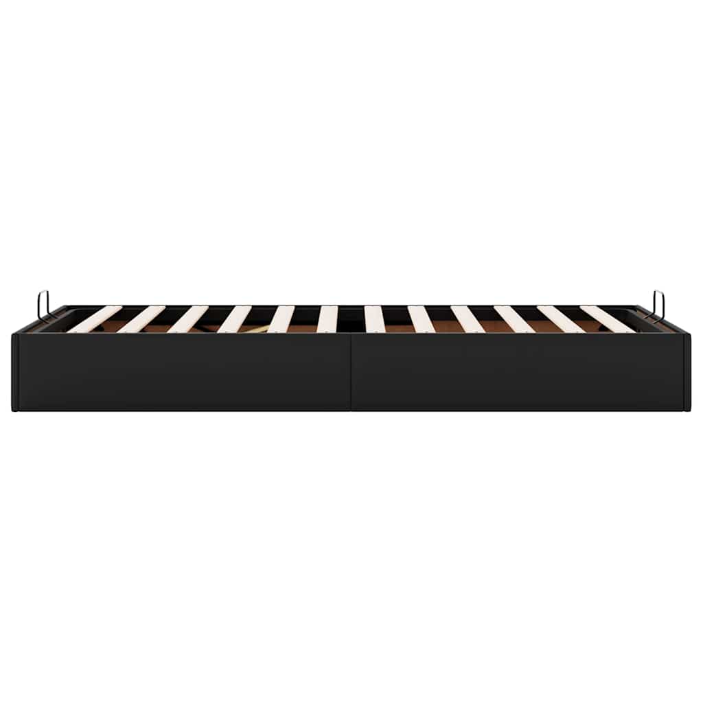 Ottoman Bed Frame without Mattress Black Single Faux Leather