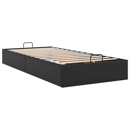 Ottoman Bed Frame without Mattress Black Single Faux Leather