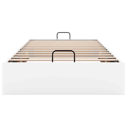 Ottoman Bed Frame without Mattress White Single Faux Leather