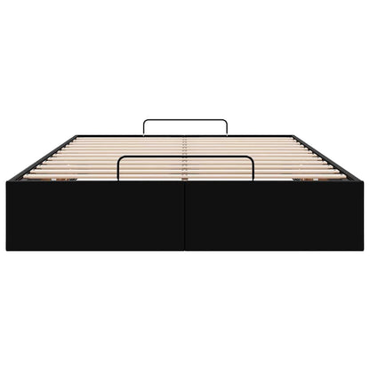 Ottoman Bed Frame without Mattress Black Double Faux Leather