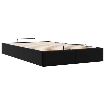 Ottoman Bed Frame without Mattress Black Double Faux Leather