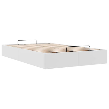 Ottoman Bed Frame without Mattress White Double Faux Leather