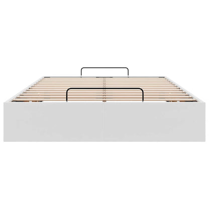 Ottoman Bed Frame without Mattress White Double Faux Leather
