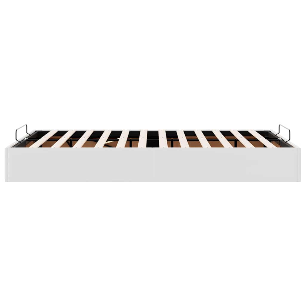 Ottoman Bed Frame without Mattress White Double Faux Leather