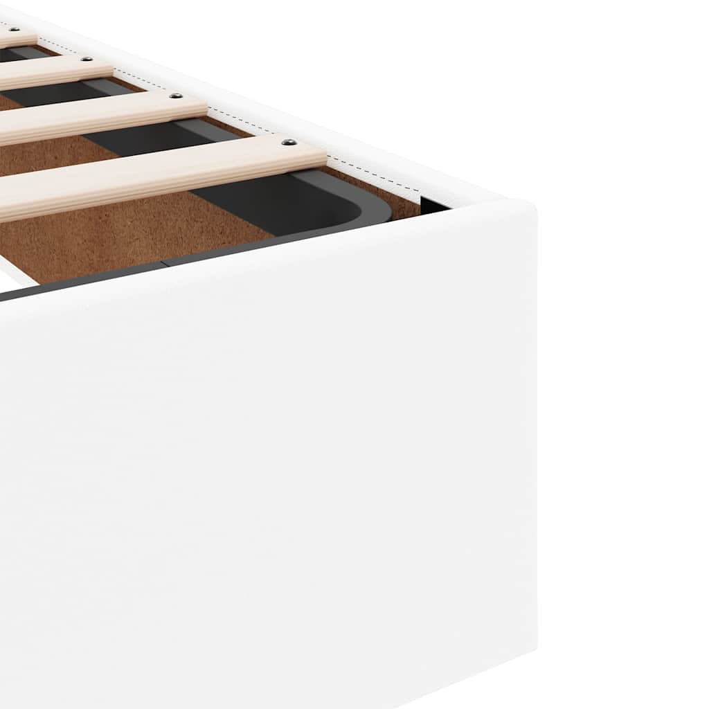 Ottoman Bed Frame without Mattress White Double Faux Leather