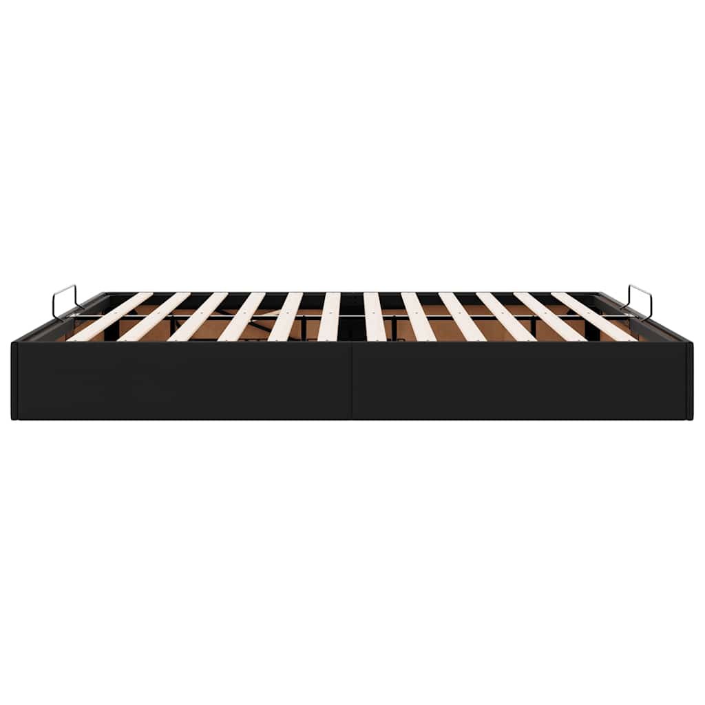 Ottoman Bed Frame without Mattress Black Super King Faux Leather