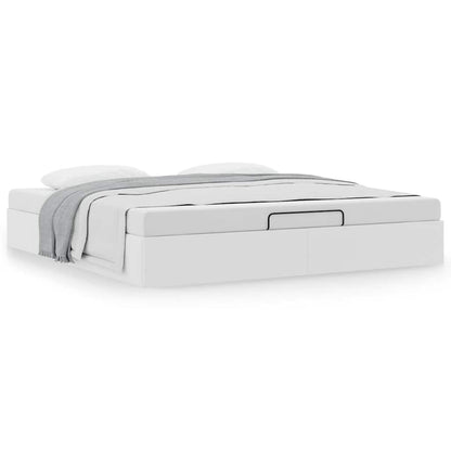 Ottoman Bed Frame without Mattress White Super King Faux Leather