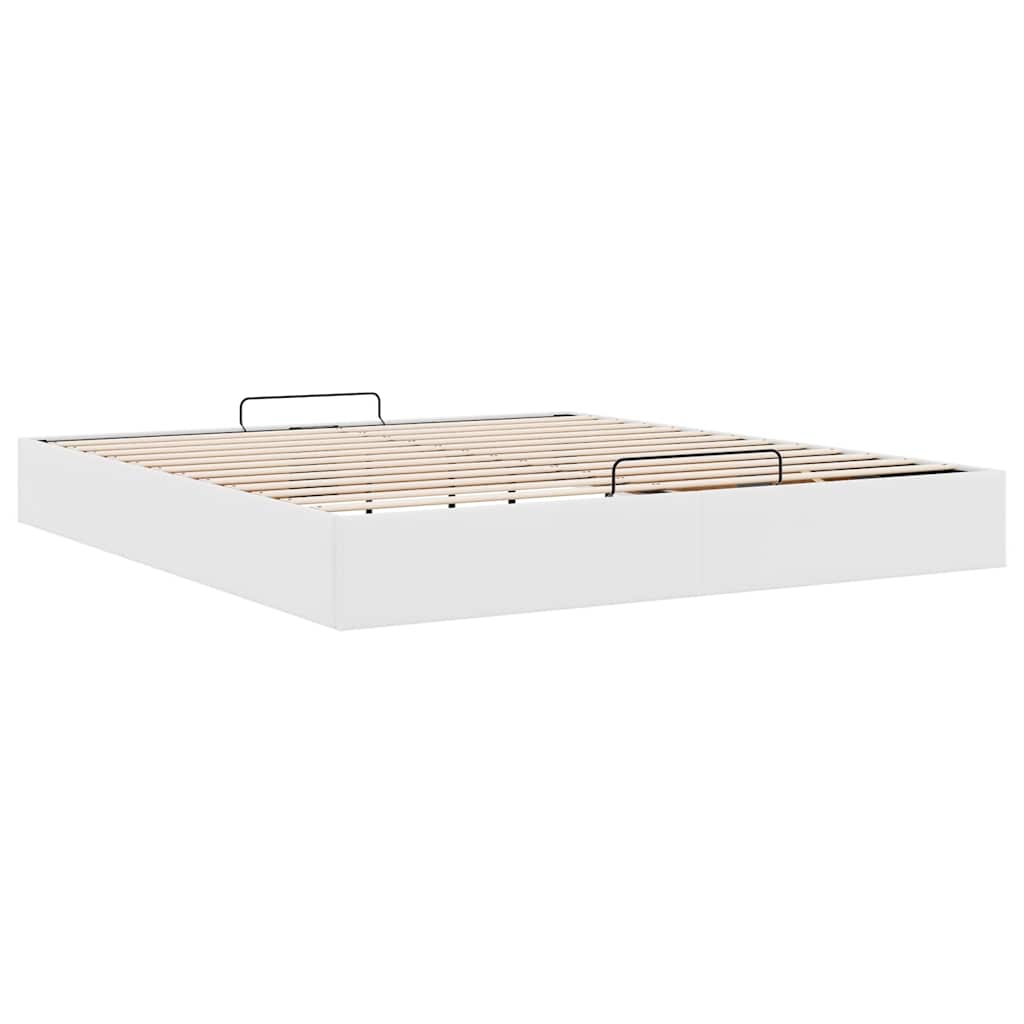 Ottoman Bed Frame without Mattress White Super King Faux Leather