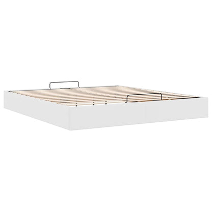 Ottoman Bed Frame without Mattress White Super King Faux Leather