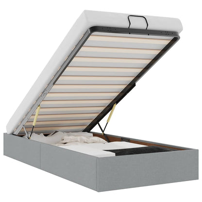 Ottoman Bed Frame without Mattress Light Grey Single Fabric
