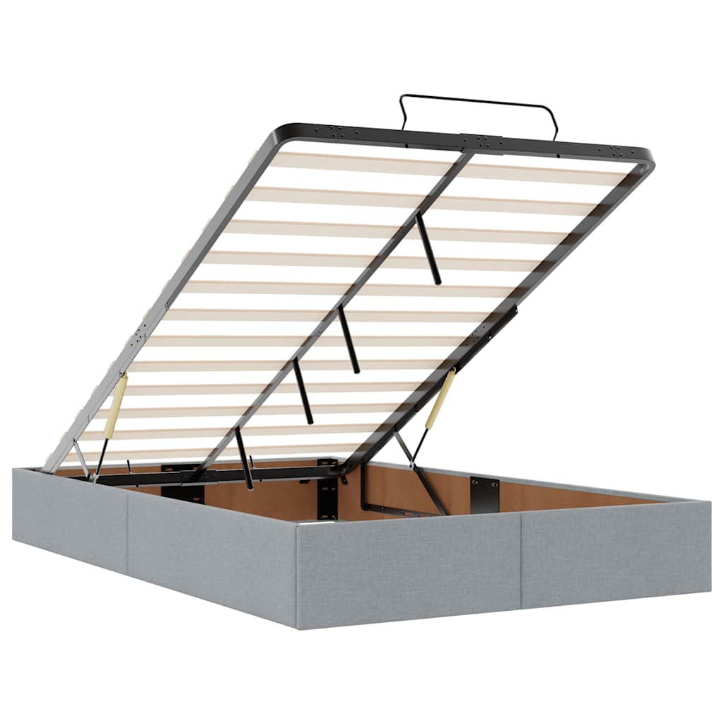 Ottoman Bed Frame without Mattress Light Grey Double Fabric