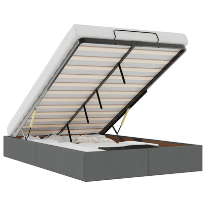 Ottoman Bed Frame without Mattress Dark Grey Double Fabric