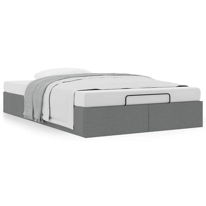 Ottoman Bed Frame without Mattress Dark Grey Double Fabric