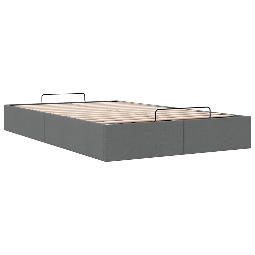 Ottoman Bed Frame without Mattress Dark Grey Double Fabric