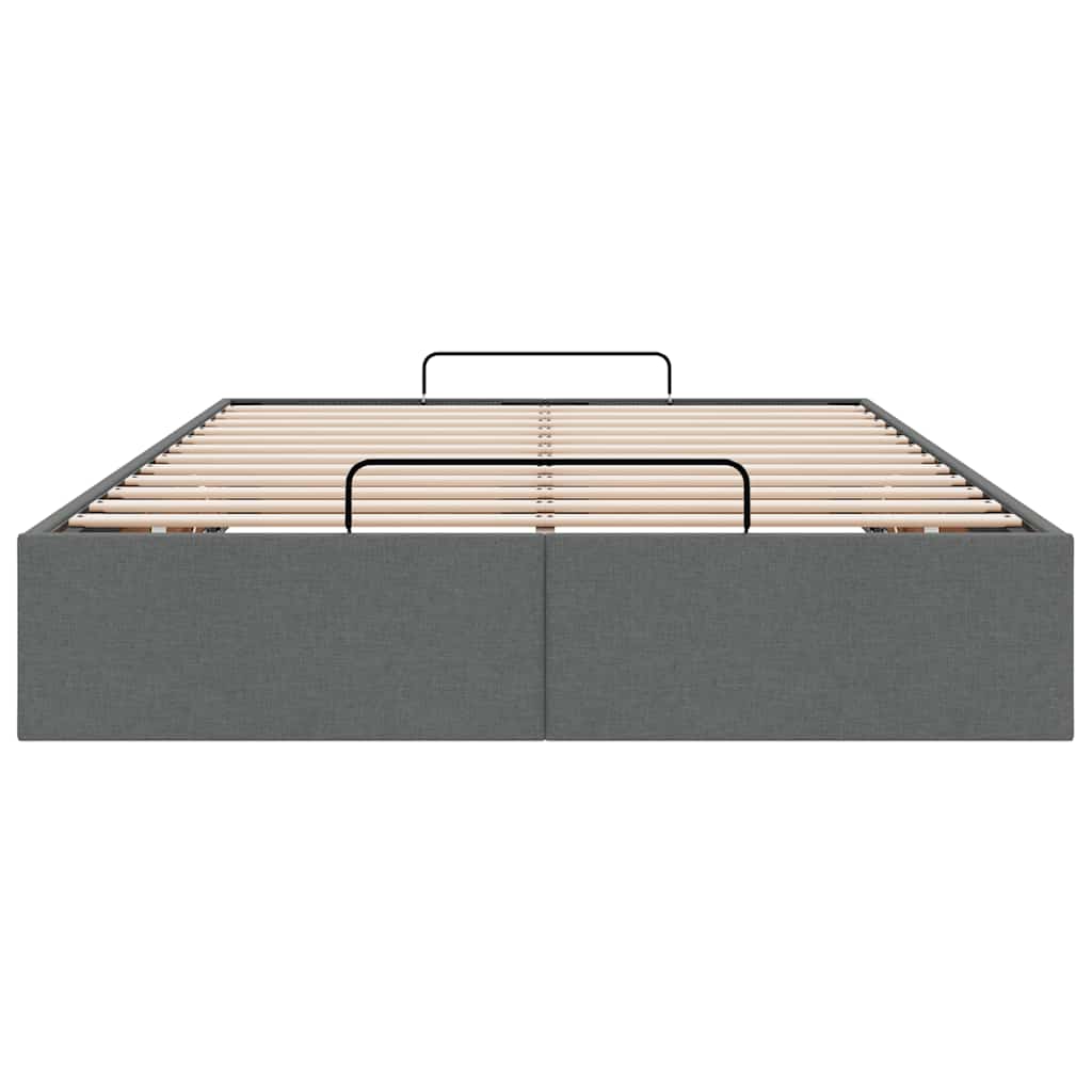 Ottoman Bed Frame without Mattress Dark Grey Double Fabric