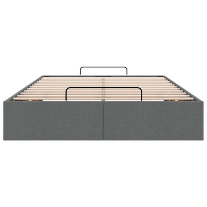 Ottoman Bed Frame without Mattress Dark Grey Double Fabric
