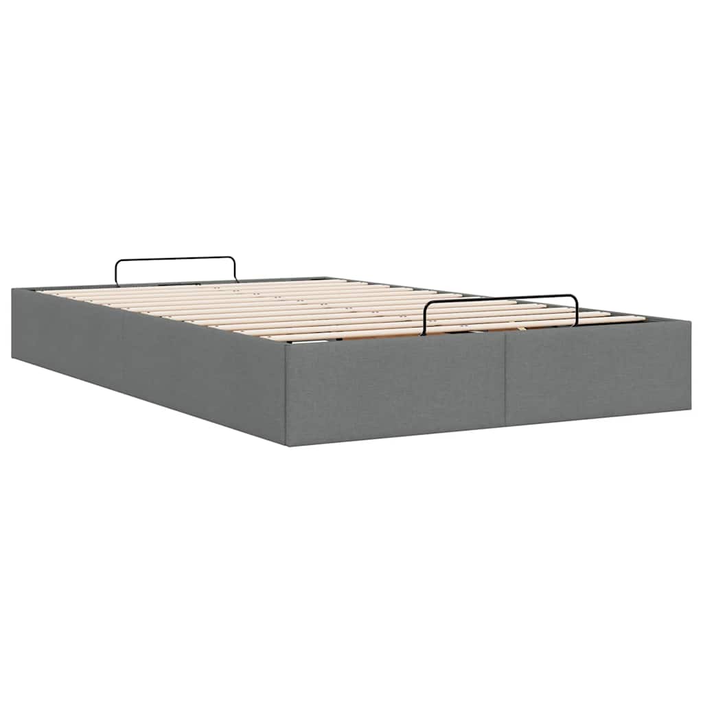 Ottoman Bed Frame without Mattress Dark Grey Double Fabric
