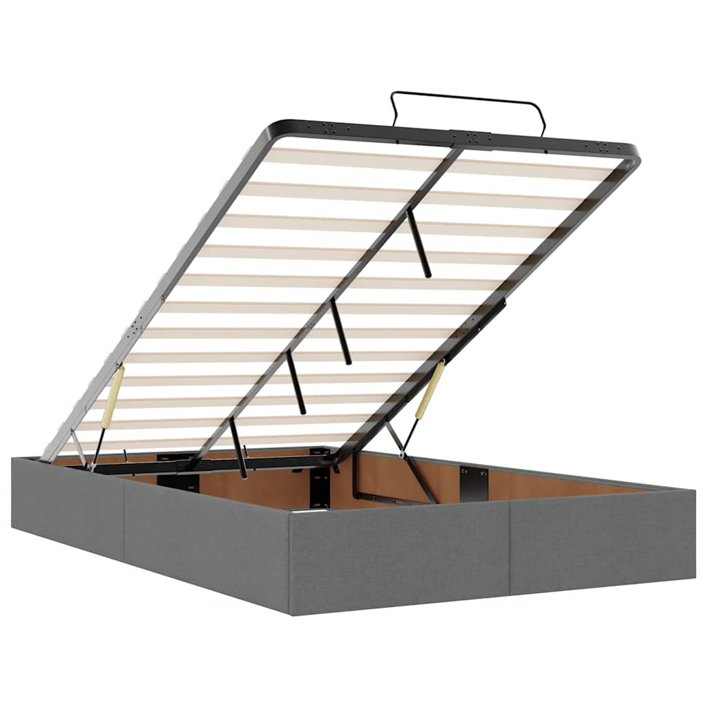 Ottoman Bed Frame without Mattress Dark Grey Double Fabric