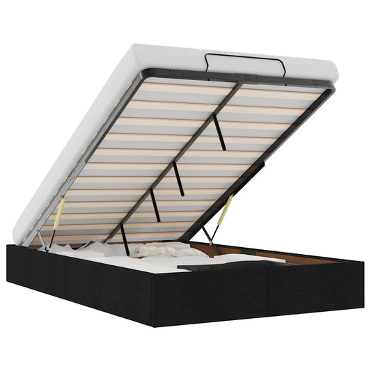 Ottoman Bed Frame without Mattress Black Double Fabric