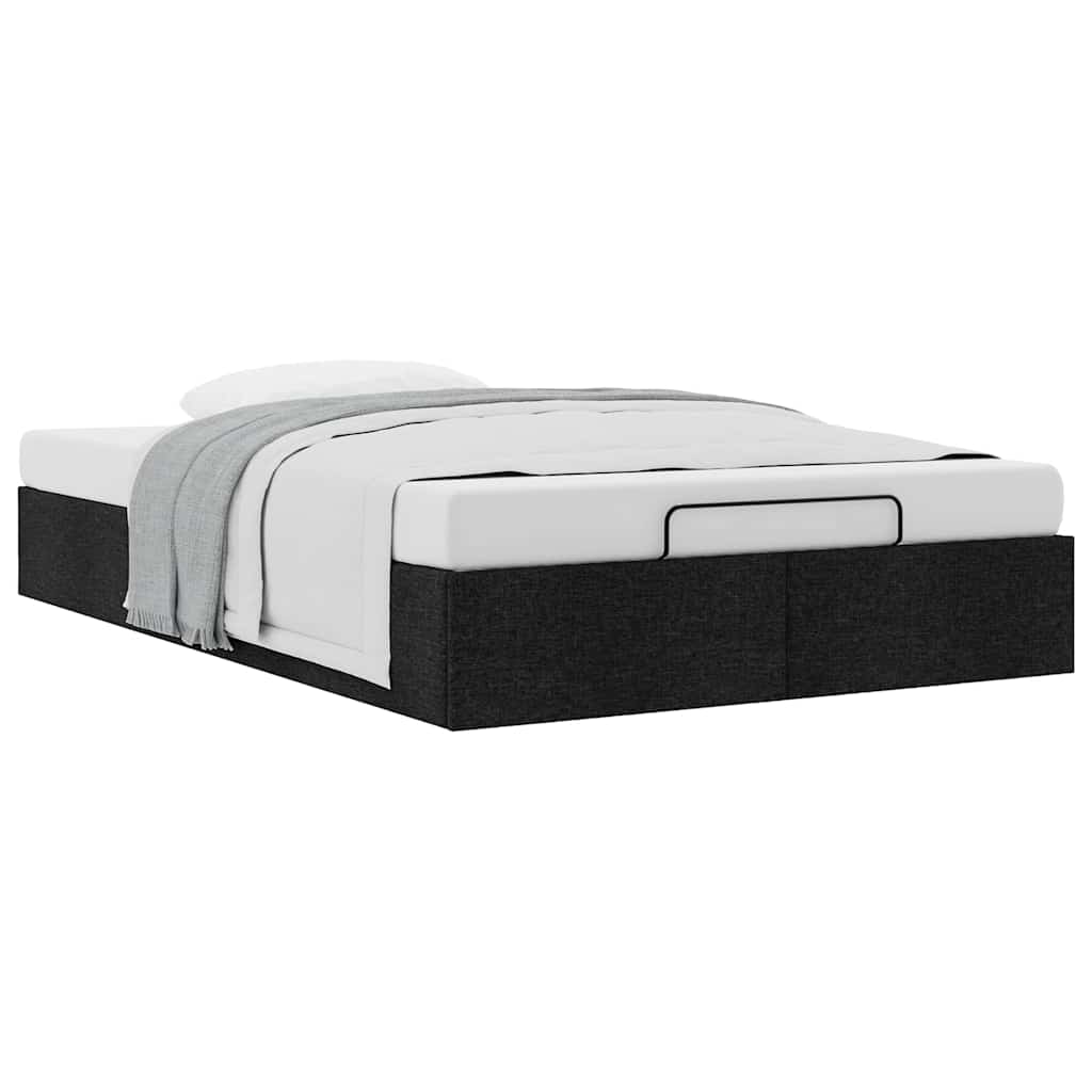 Ottoman Bed Frame without Mattress Black Double Fabric