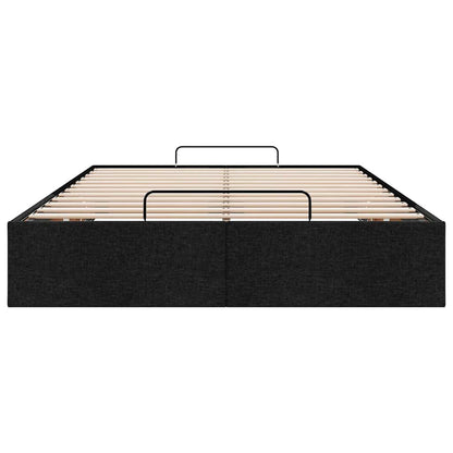 Ottoman Bed Frame without Mattress Black Double Fabric
