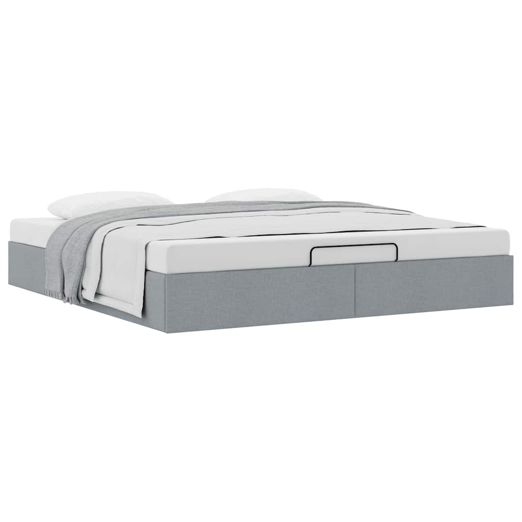 Ottoman Bed Frame without Mattress Light Grey Super King Fabric
