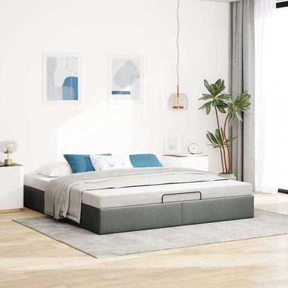Ottoman Bed Frame without Mattress Dark Grey Super King Fabric