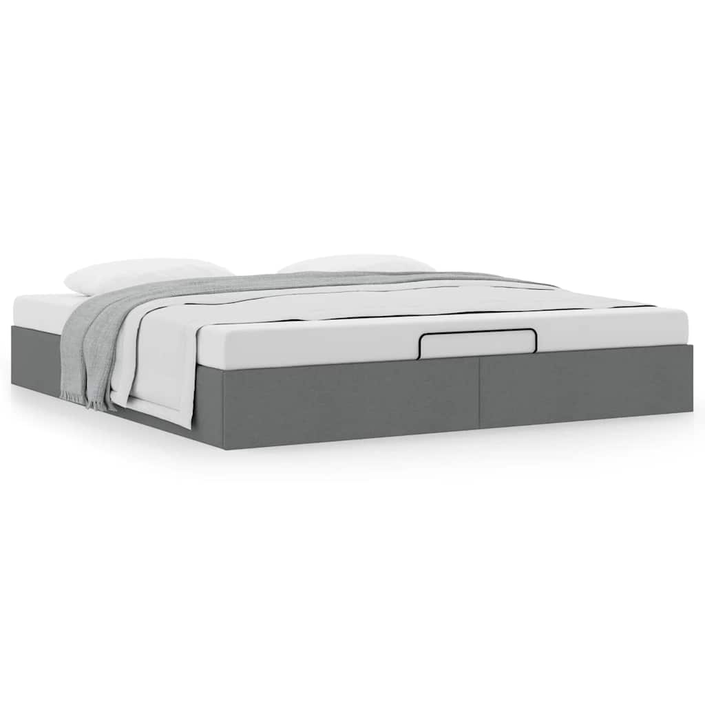 Ottoman Bed Frame without Mattress Dark Grey Super King Fabric