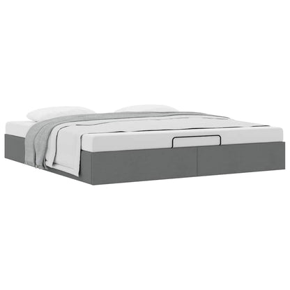 Ottoman Bed Frame without Mattress Dark Grey Super King Fabric