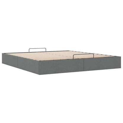 Ottoman Bed Frame without Mattress Dark Grey Super King Fabric