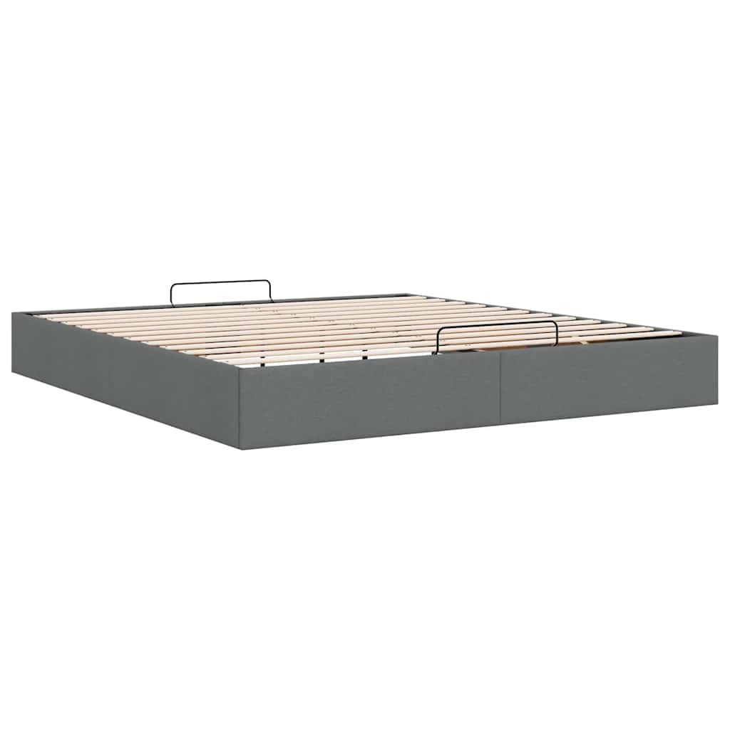 Ottoman Bed Frame without Mattress Dark Grey Super King Fabric
