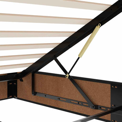 Ottoman Bed Frame without Mattress Black Super King Fabric