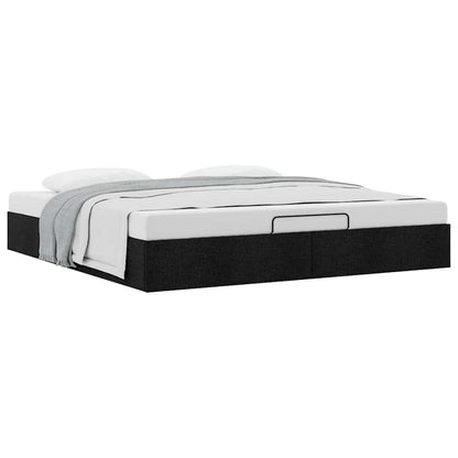 Ottoman Bed Frame without Mattress Black Super King Fabric