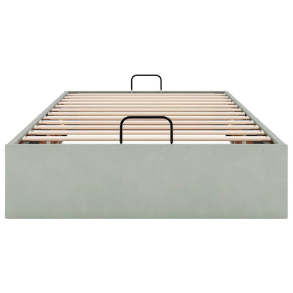 Ottoman Bed Frame No Mattress Light Grey Single Velvet