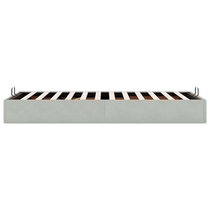 Ottoman Bed Frame No Mattress Light Grey Single Velvet