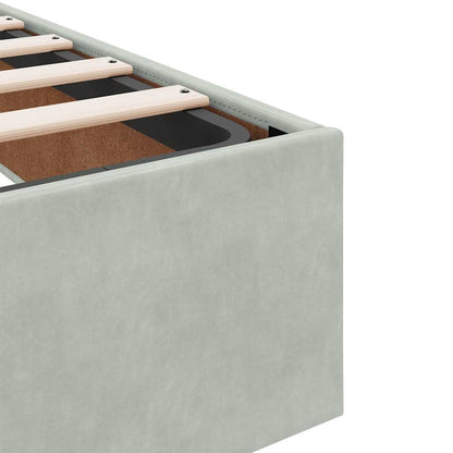 Ottoman Bed Frame No Mattress Light Grey Single Velvet