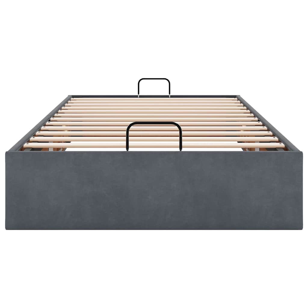 Ottoman Bed Frame No Mattress Dark Grey Single Velvet
