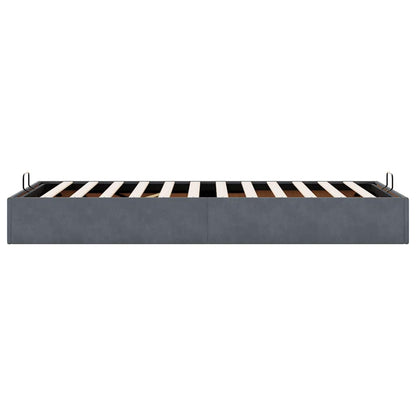 Ottoman Bed Frame No Mattress Dark Grey Single Velvet