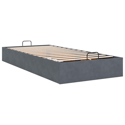 Ottoman Bed Frame No Mattress Dark Grey Single Velvet