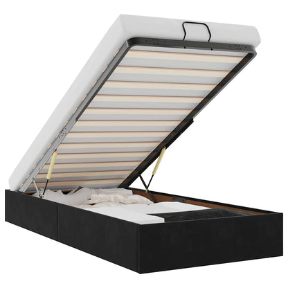 Ottoman Bed Frame No Mattress Black Single Velvet