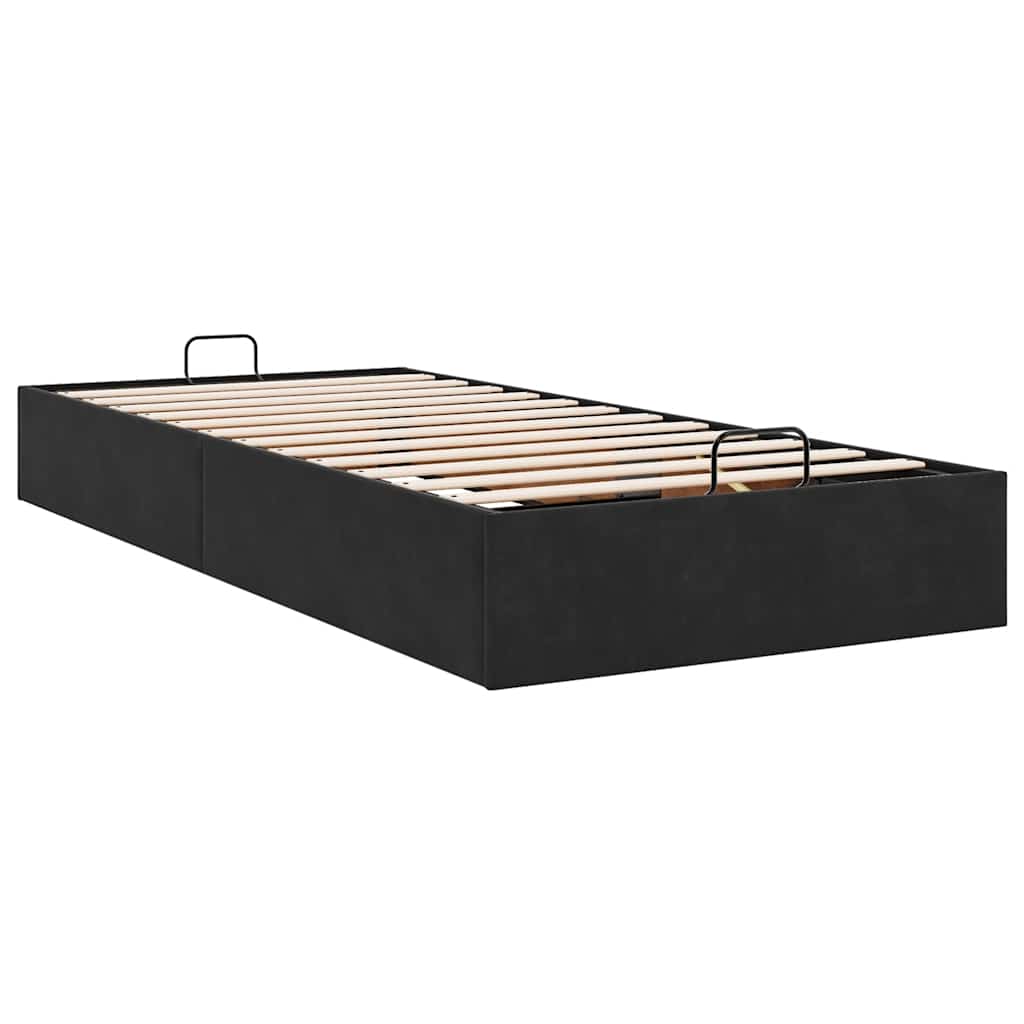 Ottoman Bed Frame No Mattress Black Single Velvet
