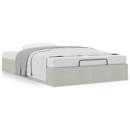 Ottoman Bed Frame No Mattress Light Grey Double Velvet