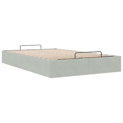 Ottoman Bed Frame No Mattress Light Grey Double Velvet