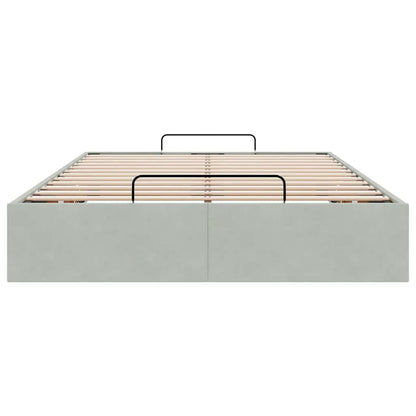 Ottoman Bed Frame No Mattress Light Grey Double Velvet