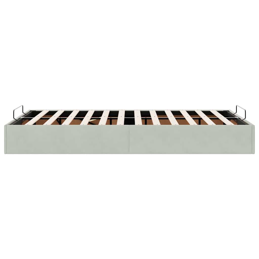 Ottoman Bed Frame No Mattress Light Grey Double Velvet
