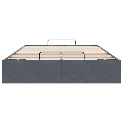 Ottoman Bed Frame No Mattress Dark Grey Double Velvet