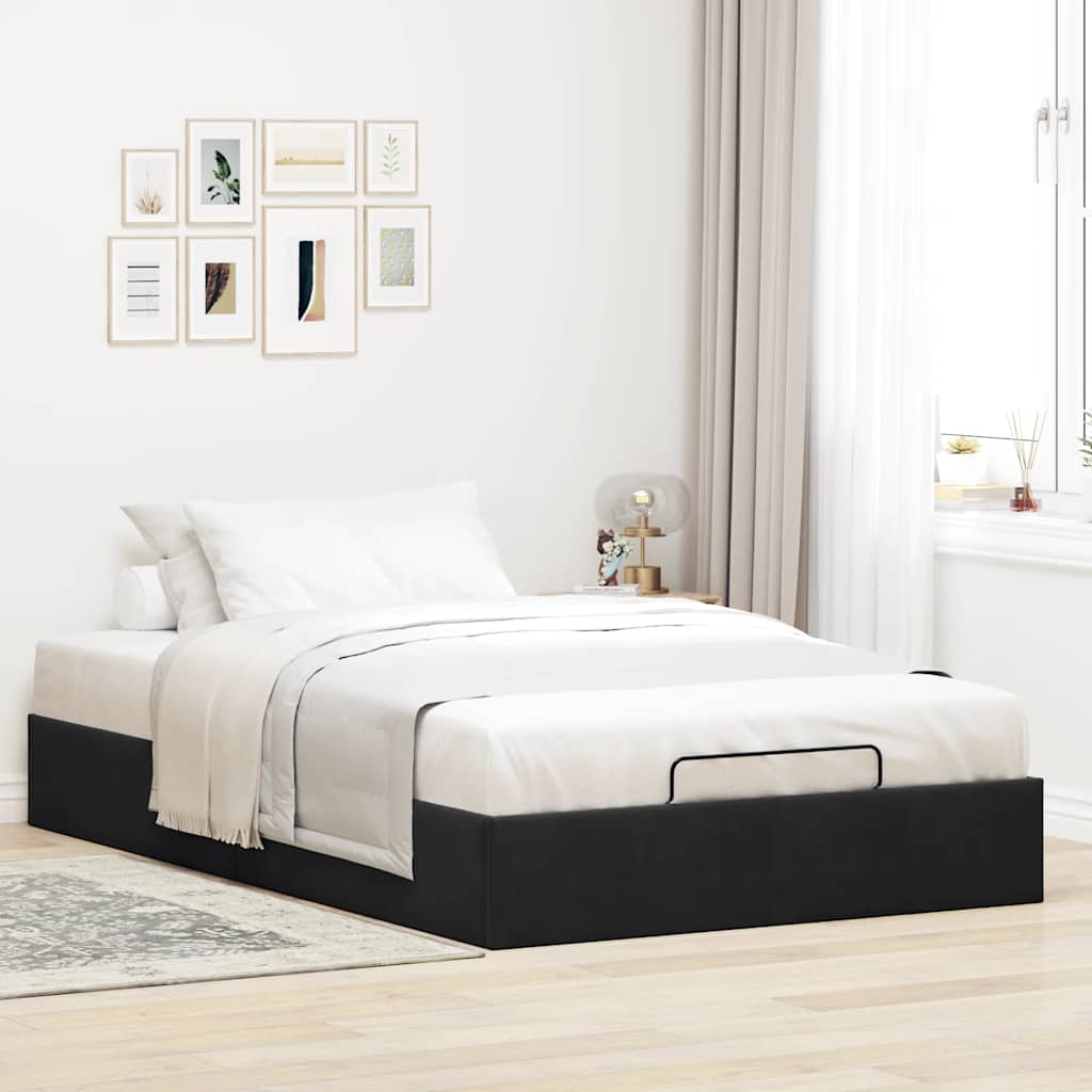 Ottoman Bed Frame No Mattress Black Double Velvet