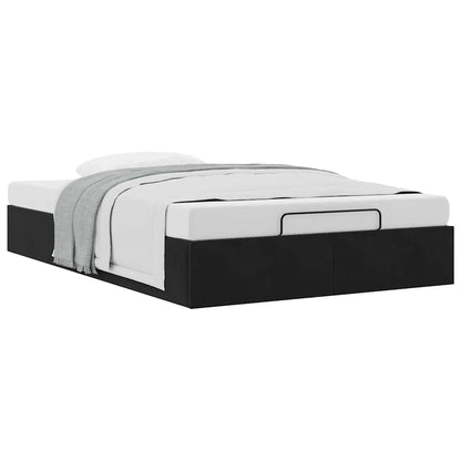 Ottoman Bed Frame No Mattress Black Double Velvet
