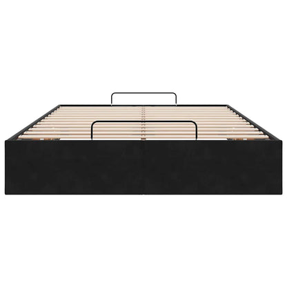 Ottoman Bed Frame No Mattress Black Double Velvet